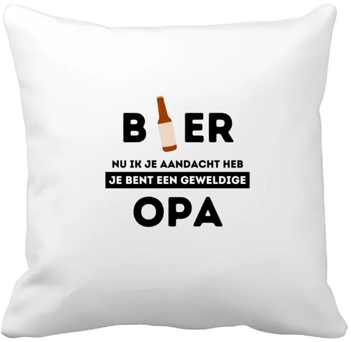 Akyol bier, nu ik je aandacht heb je bent een geweldige opa Kussen hoes - Opa - de beste opa - verjaardagscadeau - verjaardag - cadeau - cadeautje voor opa - opa artikelen - kado - geschenk - gift - 40 bij 40 cm Multicolor
