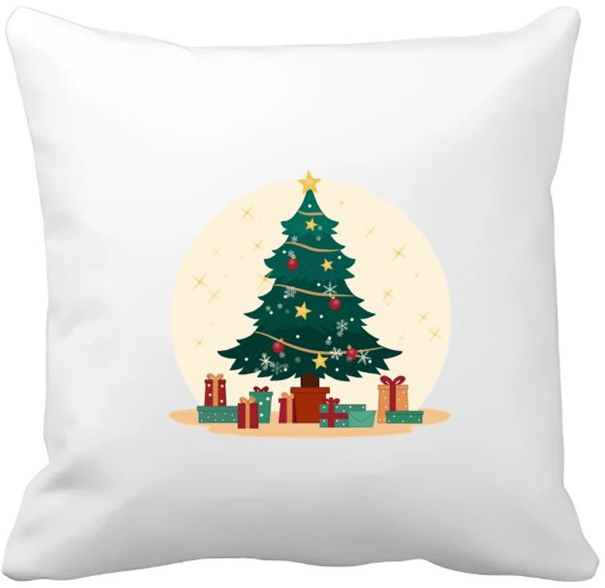 Akyol kerst kerstboom Kussen hoes - Kerstmis - kerst beker - winter - kerst - christmas - kerst cadeau - 40 bij 40 cm Multicolor