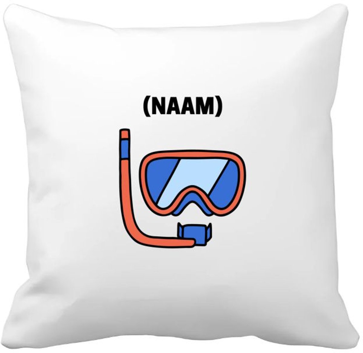Akyol duikbril met eigen naam Kussen hoes - Zwemmen - mensen die houden van zwemmen - gepersonaliseerde - sport - verjaardagscadeau - kado - gift - geschenk - verrassing - 40 bij 40 cm Multicolor