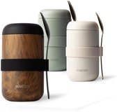 Boîte isotherme Selbro® 500 ml – Garde les aliments au chaud, sans BPA, convient aux cornflakes, yaourts, aliments pour bébés, porridge, flocons d'avoine, glaces et soupes (bois de Chêne , 0 litre)