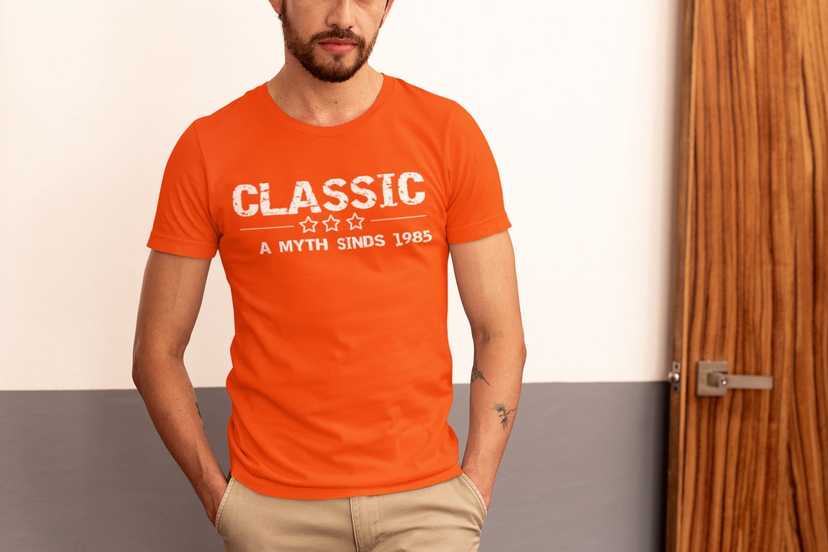 1985 Jaar Oranje T-shirt Heren - Maat S - Classic - Verjaardag Cadeau Mannen - Limited Edition