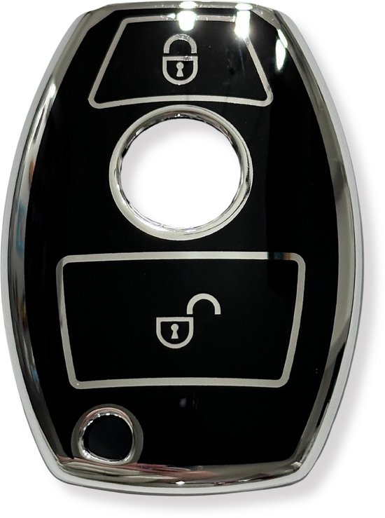 ZVRSUA Autosleutelhoes Voor Mercedes – TPU Beschermhoes Met Sleutelhanger, Zilver/Rozen | Compatibel Met A, C, E, G, S-klasse