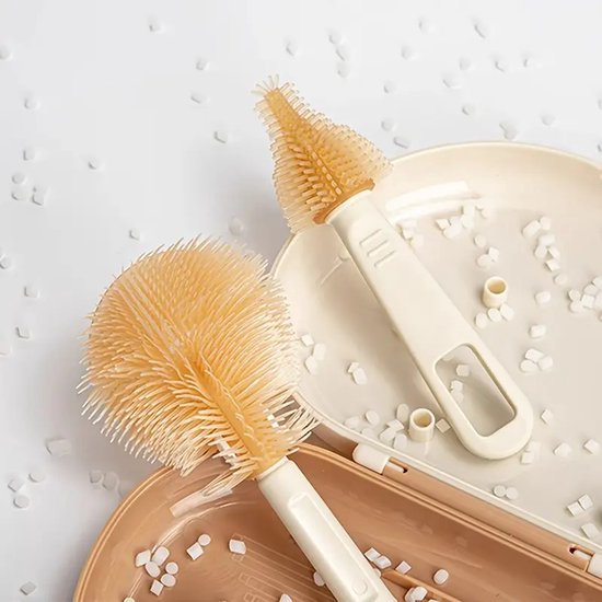 Dutchers.® Flessenborstel - Flessenrager - Krasvrij - Siliconen - Flessenreiniger Baby - Tuitenrager - Flessenreinigerborstel - Flessenreiniger - Multifunctioneel - Flessenrek - Afdruiprek Flessen - Droogrek Fles - Schoonmaakborstel - Compact van Merkloos — afbeelding 3