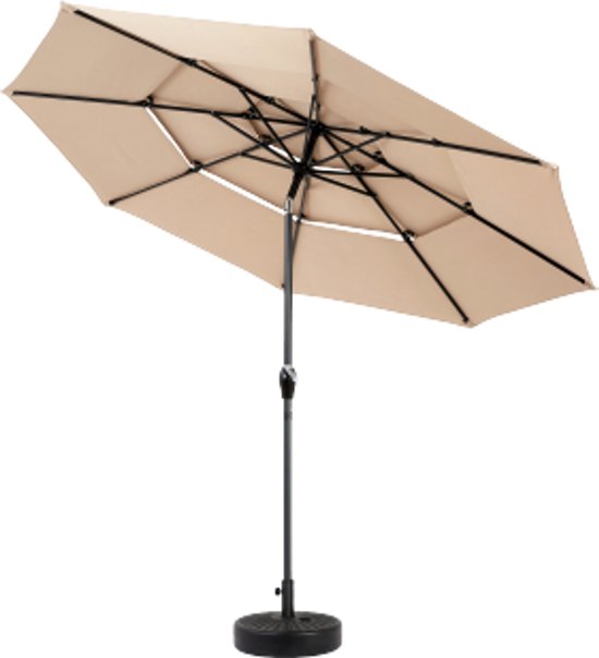 Parasol d'extérieur rectangulaire double face de 4,5 m, grand format, avec manivelle (kaki)