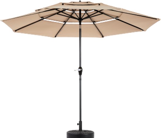 Parasol d'extérieur rectangulaire double face de 4,5 m, grand format, avec manivelle (kaki)