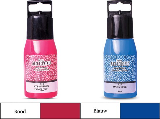 Artdeco 3D Dimensionale Verf Set – 2x50 ml – Blauw & Rood – Geschikt voor Stof, Glas, Keramiek, Karton, Metaal, Papier & Steen – 3D Liner Textuur- en Reliëfschilderen Dimensional Paint