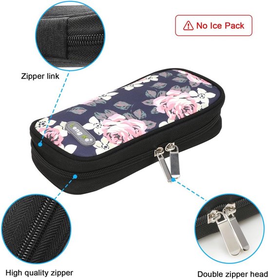 FRIO VIVA Grand sac à insuline pour diabétiques 19 x 14 cm | Pour jusqu'à 4 stylos à insuline | Refroidit à l'eau froide I Pas besoin de blocs réfrigérants, Noir