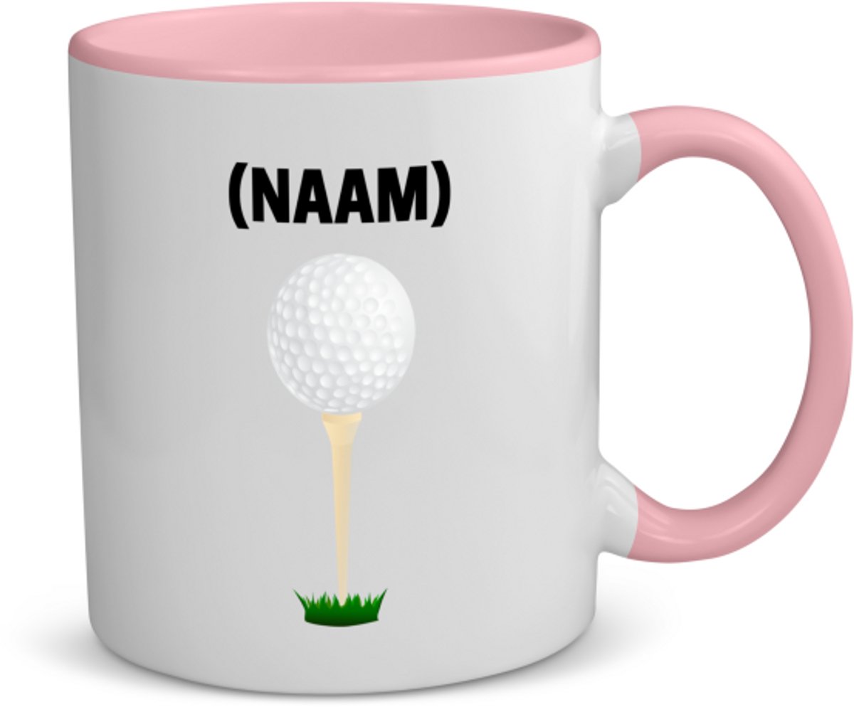 Akyol - golf met eigen naam koffiemok - theemok - roze - Golfen - golfer - sport - 350 ML inhoud