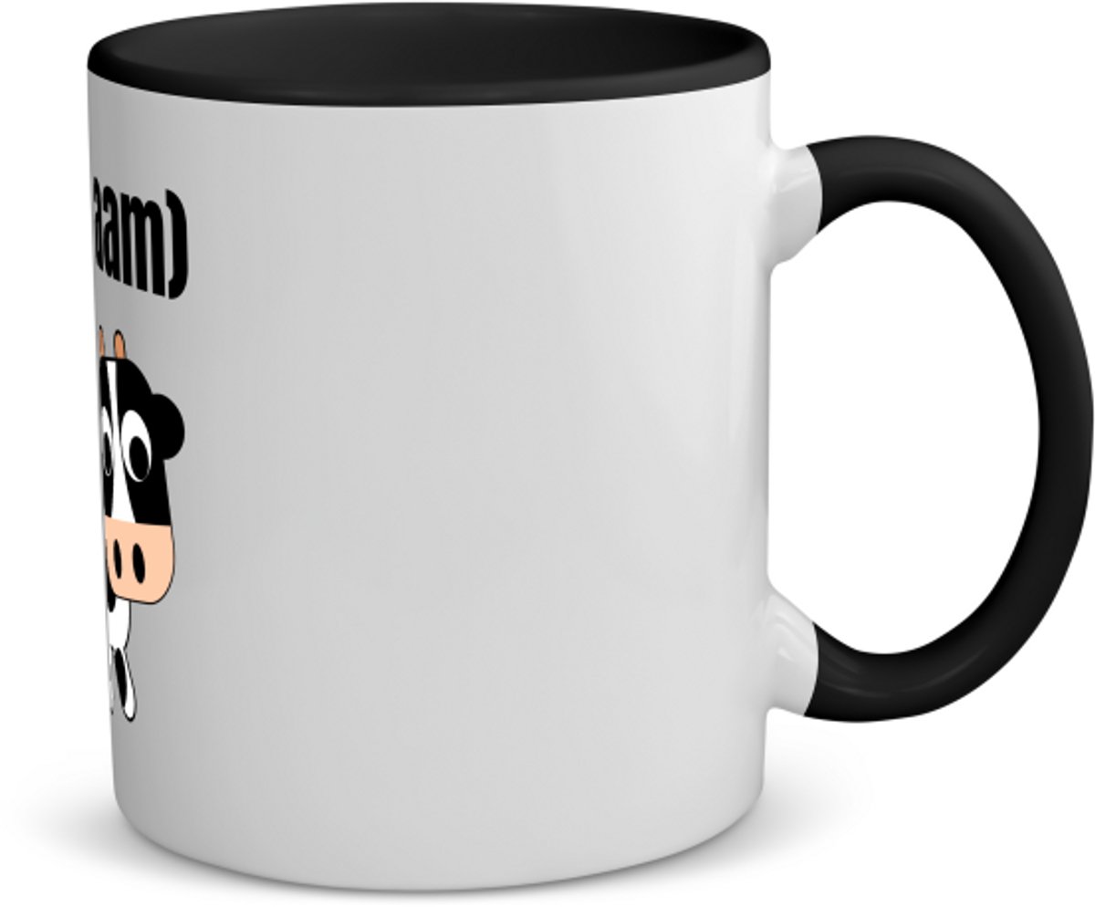 Akyol - kleine koe met eigen naam koffiemok - theemok - zwart - Koe - boeren/koeien liefhebbers - iemand die houdt van koeien - verjaardag - cadeau - kado - 350 ML inhoud