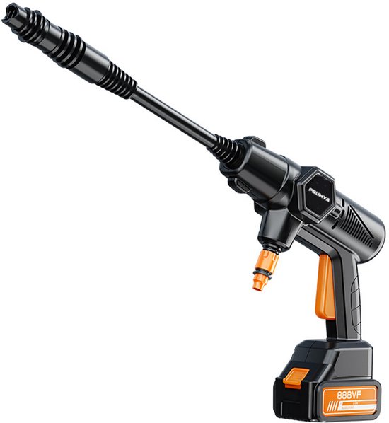 Draadloze Hogedrukreiniger 100Bar met 30000mAh Batterij Inclusief 1x Accu + 1x Oplader – Multifunctionele Nozzle, Schuimspoeling en Draagbaar Design voor Auto & Tuinreiniging