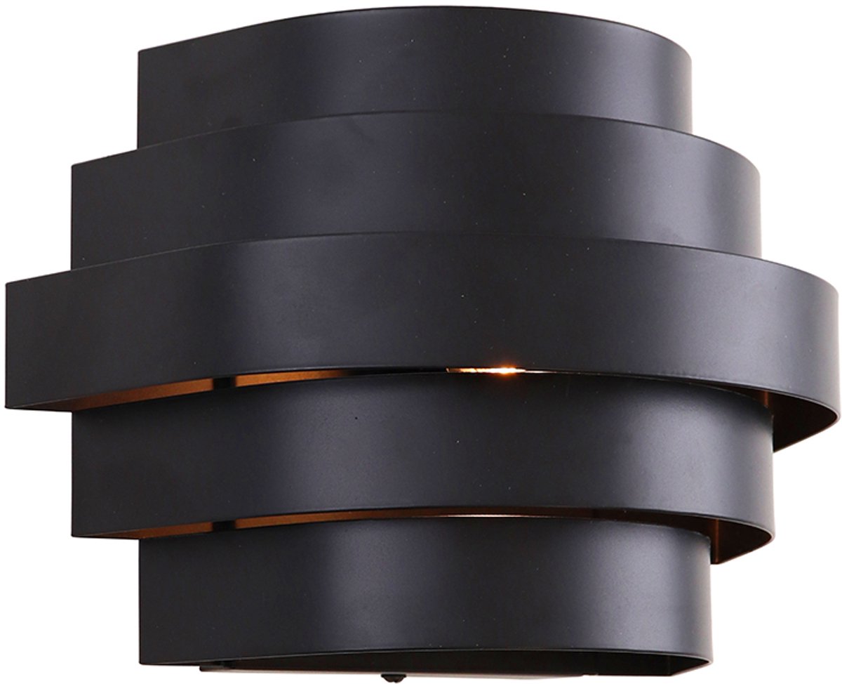 Olucia - SONAY - Wandlamp - Zwart - Vorm: Rond
