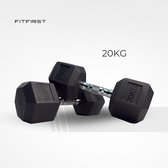 FitFirst® Hex Dumbbell 20KG | Stabiel en Stevig | Betrouwbaar | Voor Krachttraining | Fitness | Thuis Fitness | Sportschool Dumbells