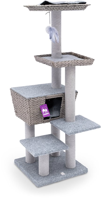 Petrebels Caribbean Love 141 krabpaal - Grijs - 141 cm - natuurlijke materialen