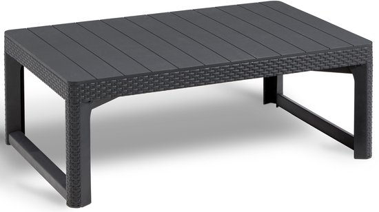 Table de jardin en osier Allibert Lyon - Graphite - 116x71.5x40 / 66cm