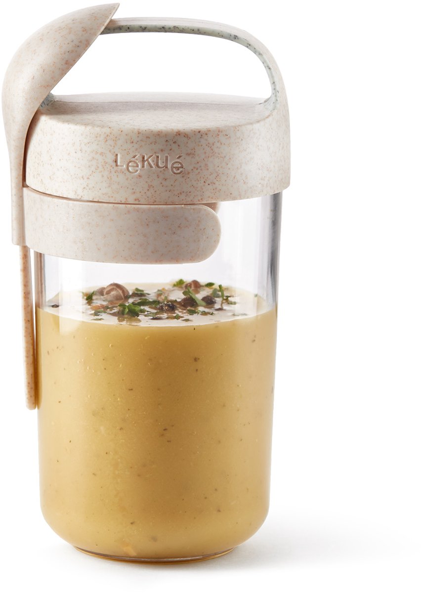 Lékué Lunchbeker To Go Organic - 600 ml met lepel - Beige