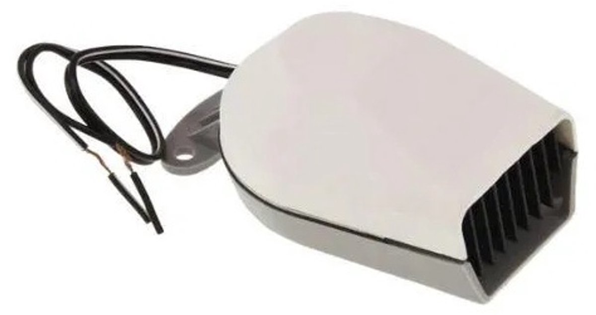 Toeter - Misthoorn - 12 volt - Wit met zwarte voet - Hoorn