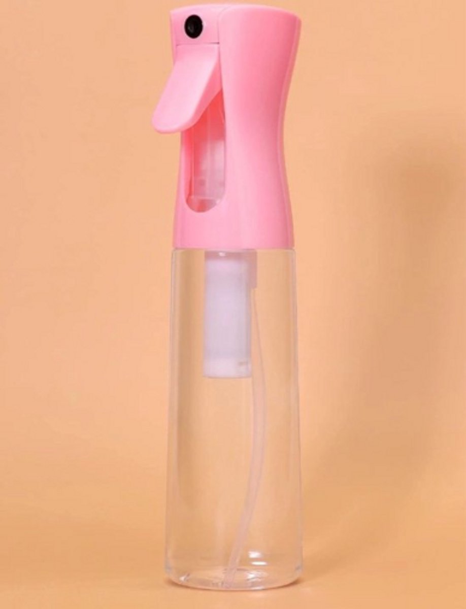 CoolCurl. Multifunctionele Mist Spray Waterfles - Ideaal voor kappers -Mist Spray Bottle Pro - plantenverzorging en Keuken Gebruik - 300ML Luxe Haarspray - Roze/Doorzichtig
