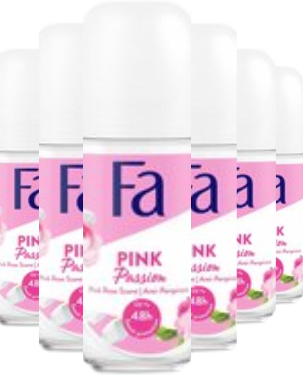 Goedkoopste Fa Deo Roller - Pink Passion - Langdurige Frisse Geur van Roze Roos - Bescherming Tegen Transpiratie - Voordeelverpakking - 6x 50ml