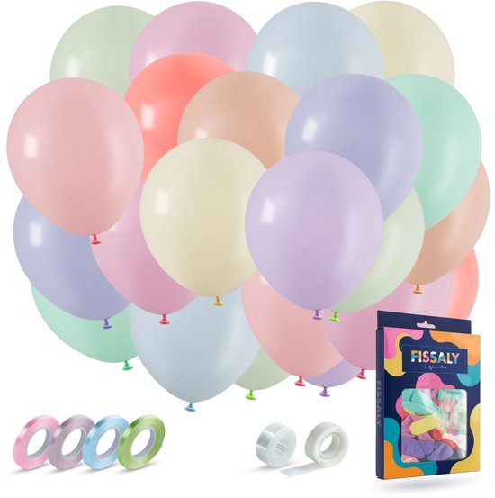 Fissaly 40 Stuks Gekleurde Pastel Helium Latex Ballonnen – Verjaardag Feest Versiering – Decoratie