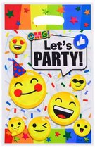 10x Plastic Uitdeelzakjes - Traktatie Zakjes Voor Uitdeelcadeautjes - Uitdeelzakjes Kinderfeestje - Uitdeeltasjes - Verjaardag - Feestje - 10 Stuks - 16.5x25cm - Let's Party! Emoji