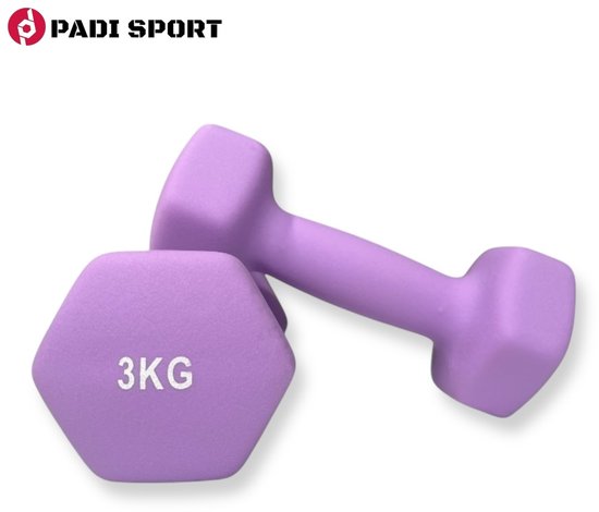 Padisport dumbells paars - 3kg dumbells - Halter - Gewichten 3 Kg - Dumbbells - Dumbellsets - halter