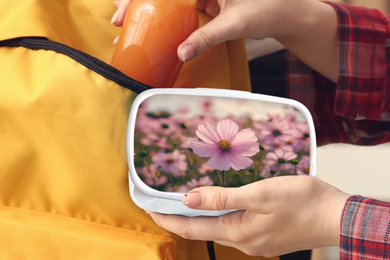 Boîte à pain blanche - Lunchbox Fleurs - violet - flou - Boîte à lunch 18x12x6 cm