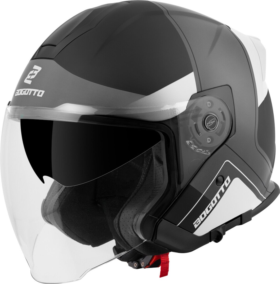 Bogotto H586 City-B Zwart Grijs Wit Jethelm - Maat L - Helm