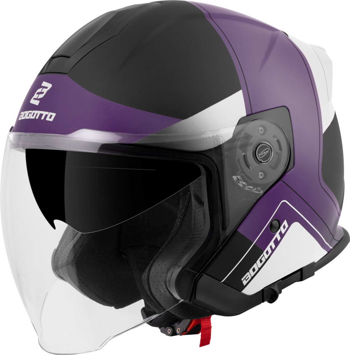 Bogotto H586 City-B Zwart Wit Paars Jethelm - Maat L - Helm