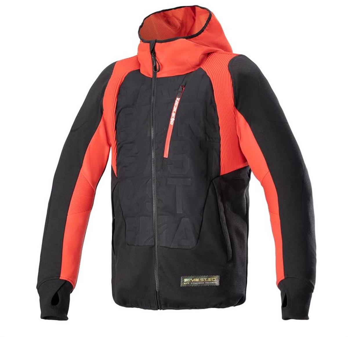 Alpinestars MO.ST.EQ Hybrid Hooded Jas Zwart Flame Rood - Jas