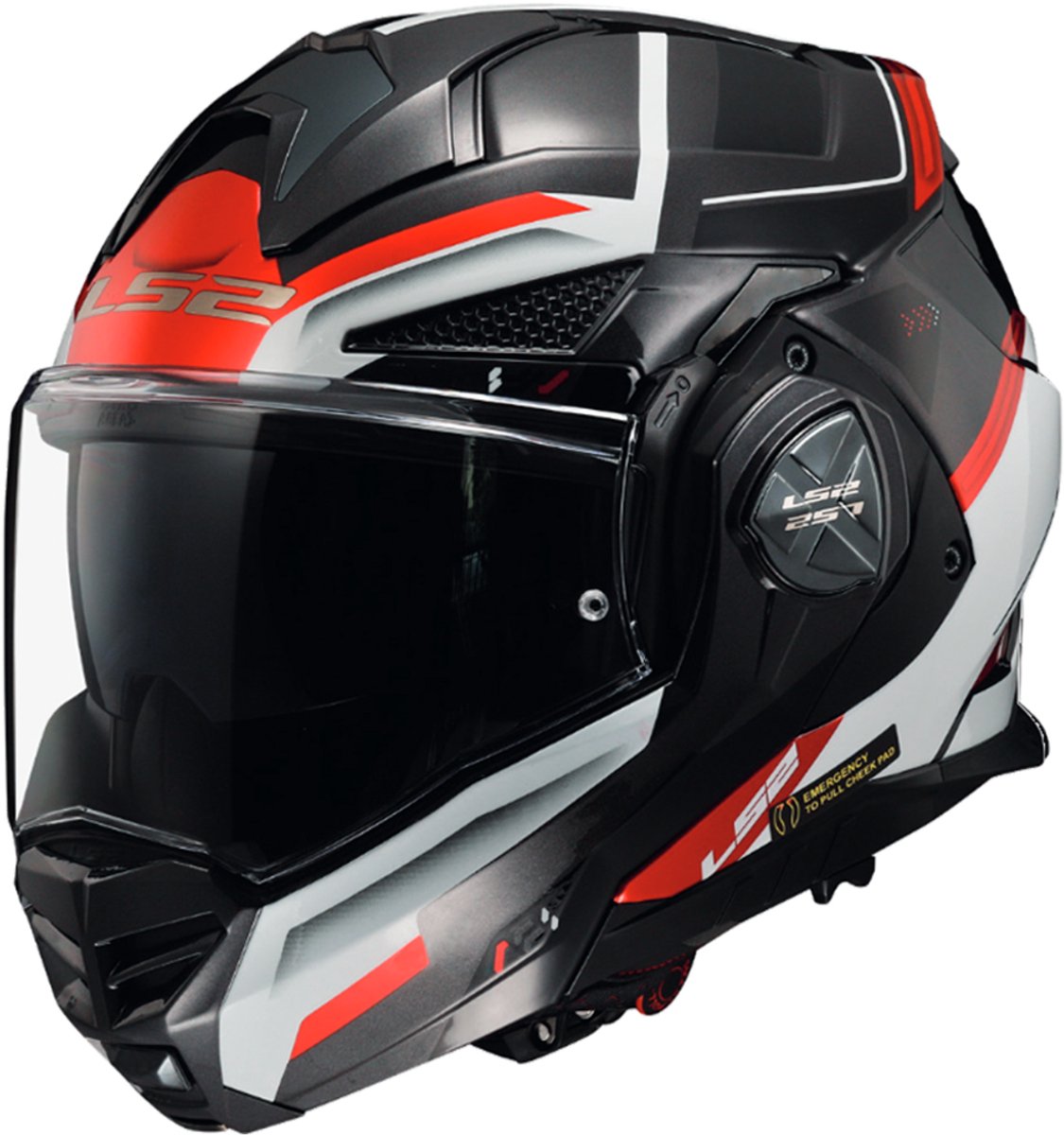 LS2 FF901 Advant X Spectrum Zwart Wit Rood Systeemhelm - Helm