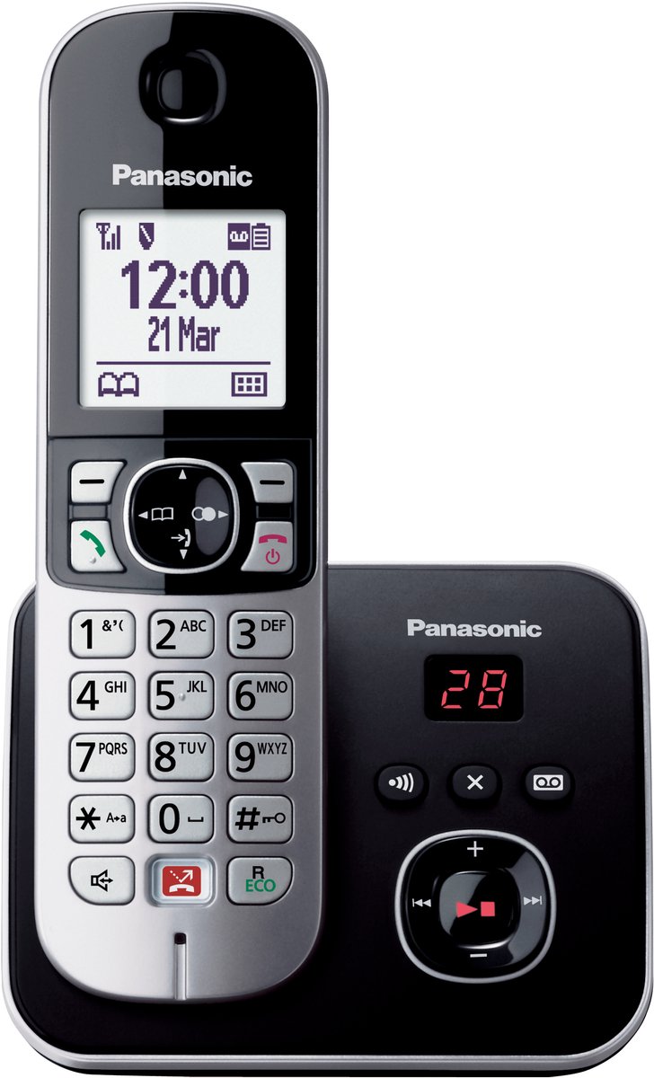 Panasonic KX-TG6863 DECT-telefoon met antwoordapparaat- Zwart, Zilver- 3 handsets foto 4
