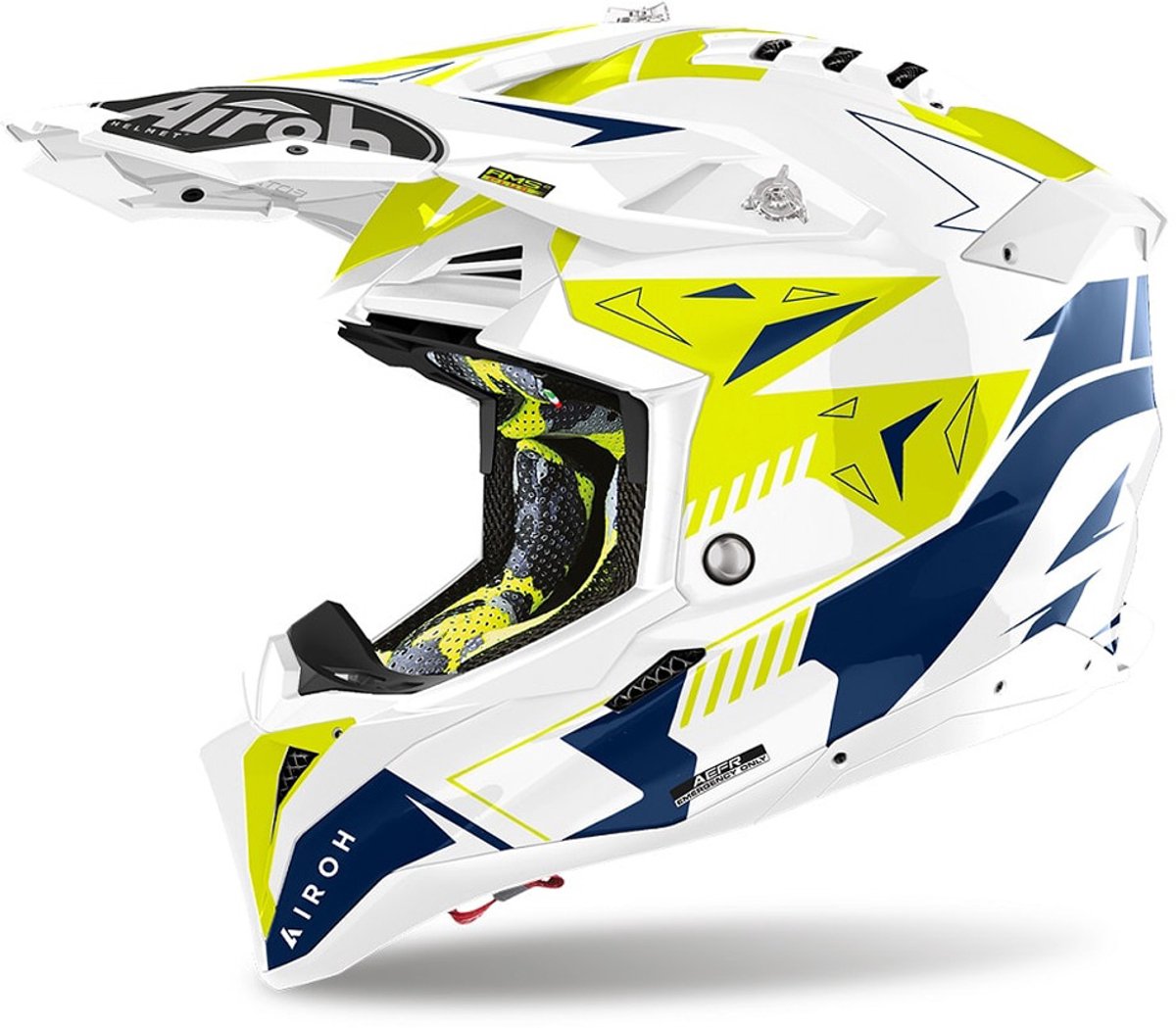 Airoh Aviator 3 Spin Geel Blauw Offroad Helm - Helm