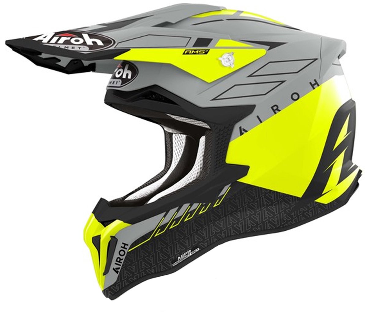 Airoh Strycker Skin Geel Mat Crosshelm - Helm