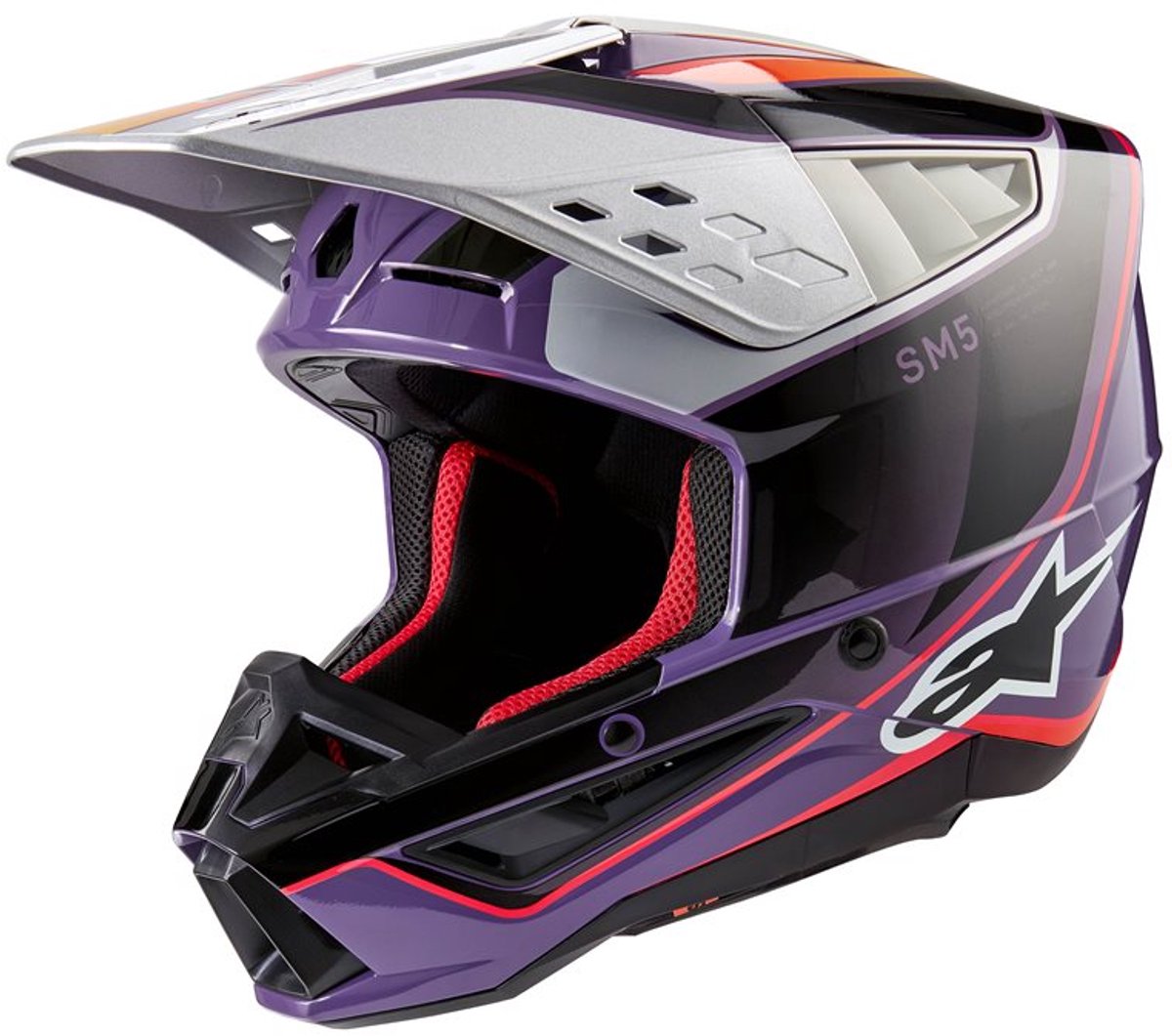 Alpinestars S-M5 Sail Helm Ece 22.06 Violet Zwart Zilver Glanzend - Helm