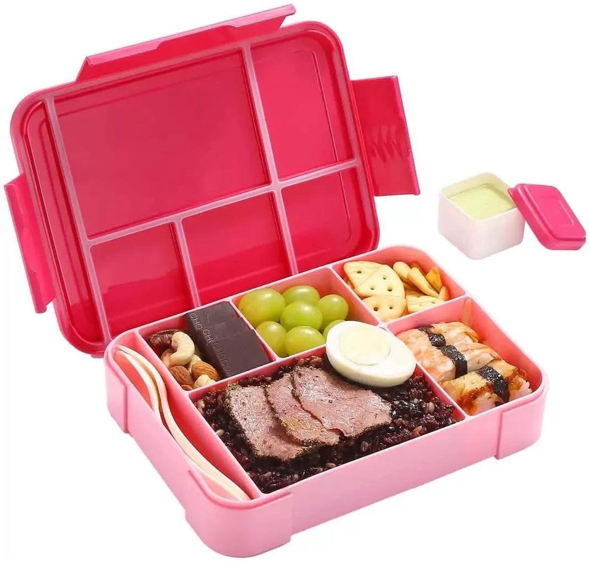 My Ninki ® Roze Kinder Lunchbox met Meerdere Vakken voor School, Reizen en Picknicks, Handige Broodtrommel