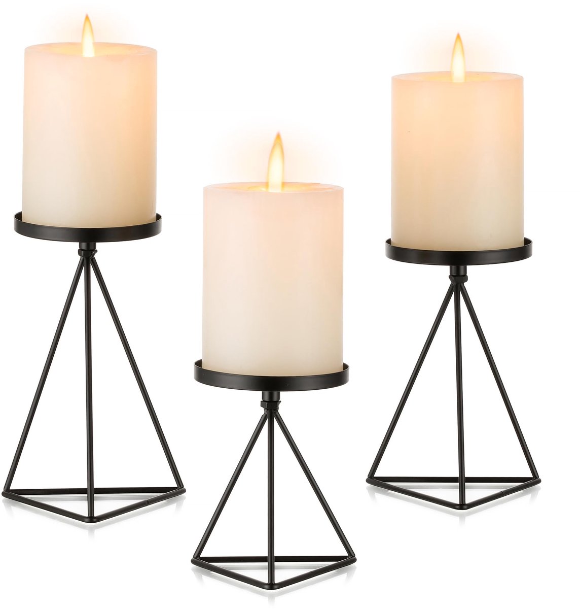 My Ninki ® Klassieke Zwarte Geometrische Kandelaar Set voor Tafeldecoratie en Feestelijke Gebeurtenissen