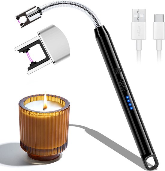 GADATOP Elektrische aansteker, draak, vlam, vlamboog, USB-oplaadbare vlam, aansteker voor kaars (Zilver