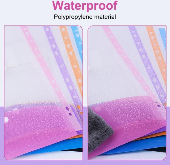 12-transparante-ringmappen-A4-geperforeerd-polypropyleen-11-gaten-gekleurde-hoezen-Kantoor-School-Thuis-Verticaal