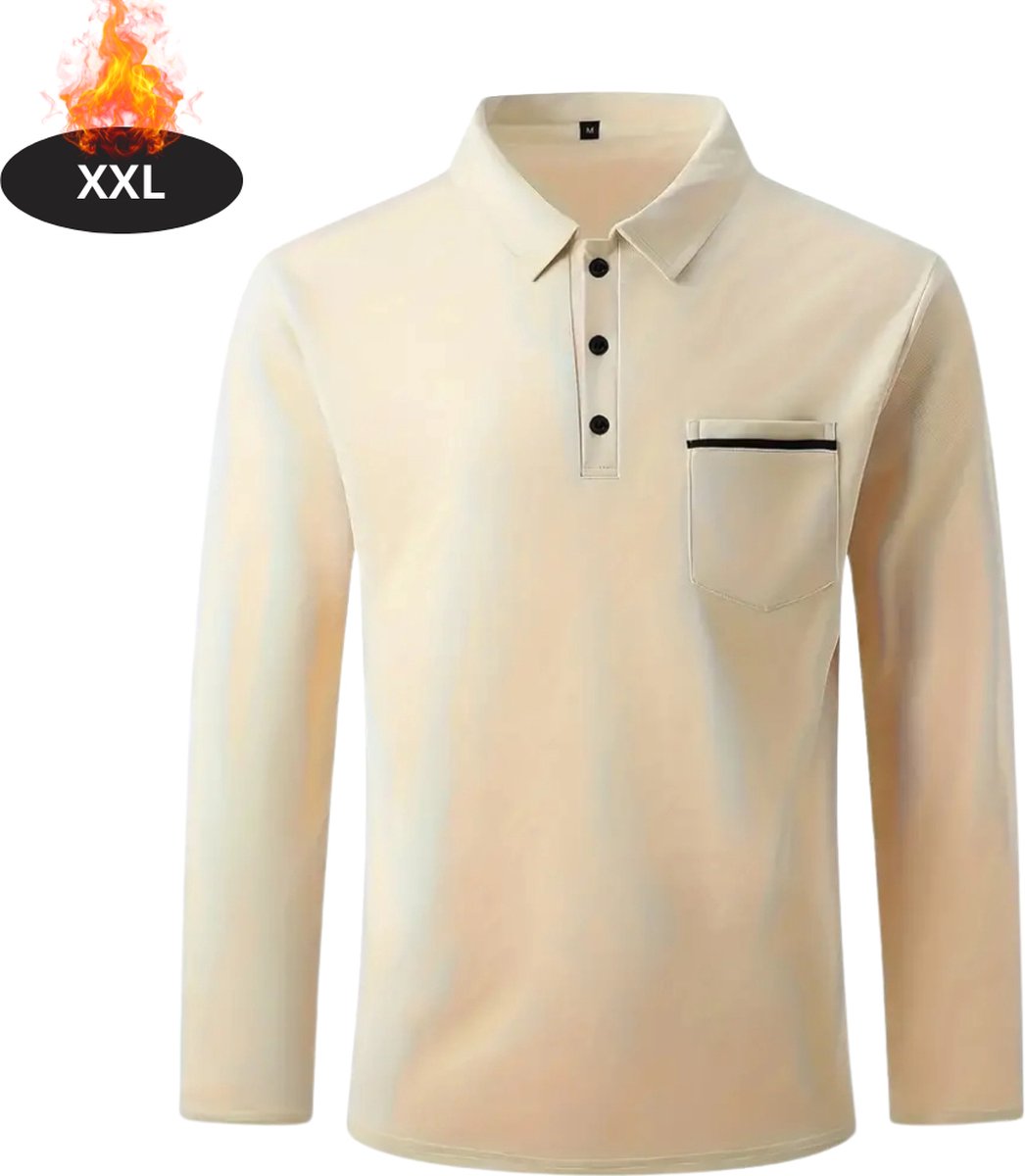 Bovista Poloshirt Heren T-Shirt Heren Shirt Overhemd Polo Shirt Lange Mouwen Creme