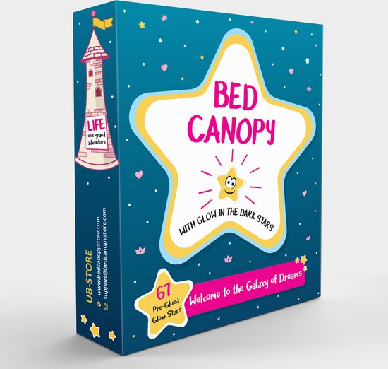 Paarse Klamboe met 67 Glow in the Dark Sterren - Paars Hemelbed voor Kinderkamer of Volwassenen - Sterrenhemel Sluier, Hemeltje en Bedtent - Baby Muggennet Decoratie — afbeelding 5