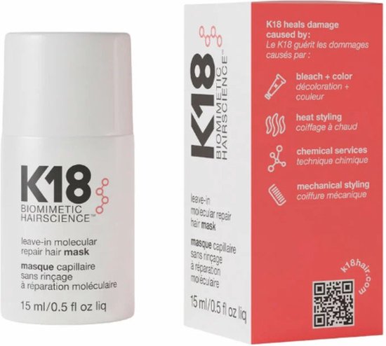 K18 Hair Leave-in Molecular Repair Haarmasker – Beschadigd haar – 15 ml