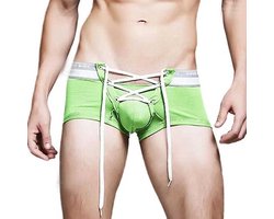 Sexy Heren Boxershort – Veter Sluiting - Groen - Lingerie - Ondergoed - Strak