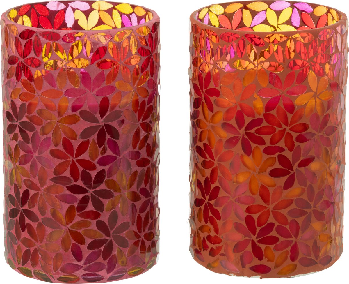 J-Line geurkaars Bloemen Mozaiek - Tender Rose - mix - large - 2 stuks - 75U Multi