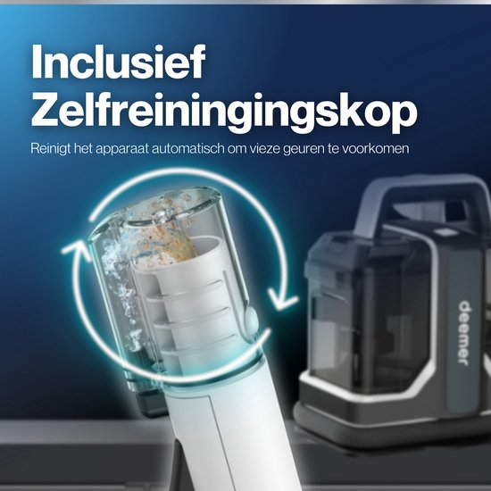 Deemer Tapijtreiniger Vlekkenreiniger Zetelreiniger Machine - Bank & Meubel Reiniger Stofzuiger - Tapijt Apparaat Meubelreiniger - Haarverwijderaar Stofzuiger Voor Dierenharen Reinigen - 750W Krachtige Zuigkracht - Inclusief Reinigingsmiddel