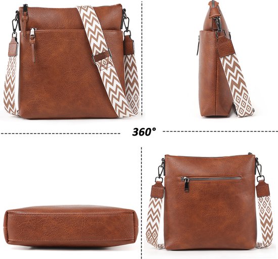 Sacs d' épaule de taille moyenne pour femmes TAN.TOMI - Sac à bandoulière - Sacs bandoulières pour femmes avec bandoulière large réglable et amovible - Marron