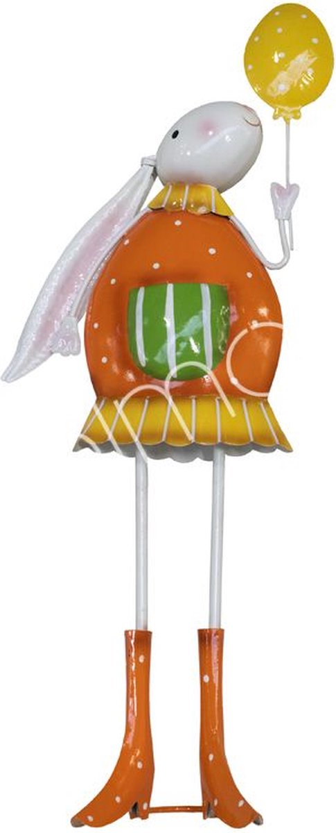Colmore by Diga Pasen - Decoratieve Paashaas met Ballon, Multicolor Metaal, Afmetingen: 40x16x74 cm