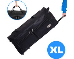 Reistas met Wielen 132L XL - Handvat Uittrekbaar - Weekendtas / Sporttas - Duffel Bag - Heren / Dames - 81,5 x 39 x 41,5 cm - Grote Tas - Ruimbagage Koffer - Zwart - Leonardo