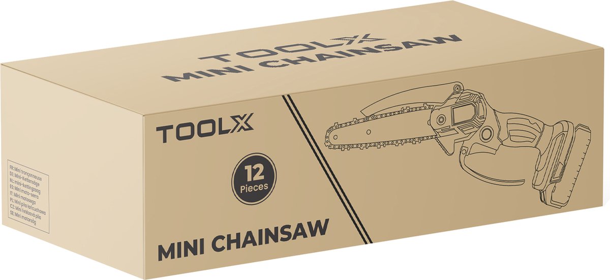ToolX Mini kettingzaag - Kettingzaag - Mini Kettingzaag met accu - Snoeizaag - Boomzaag - 2 accu's - Inc. accessoires – foto 8