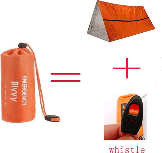 Noodtent Slaapzak - Survival Shelter - Outdoor Overleven - Dubbele Functie - 240 x 150 cm - Oranje Zilver — afbeelding 4