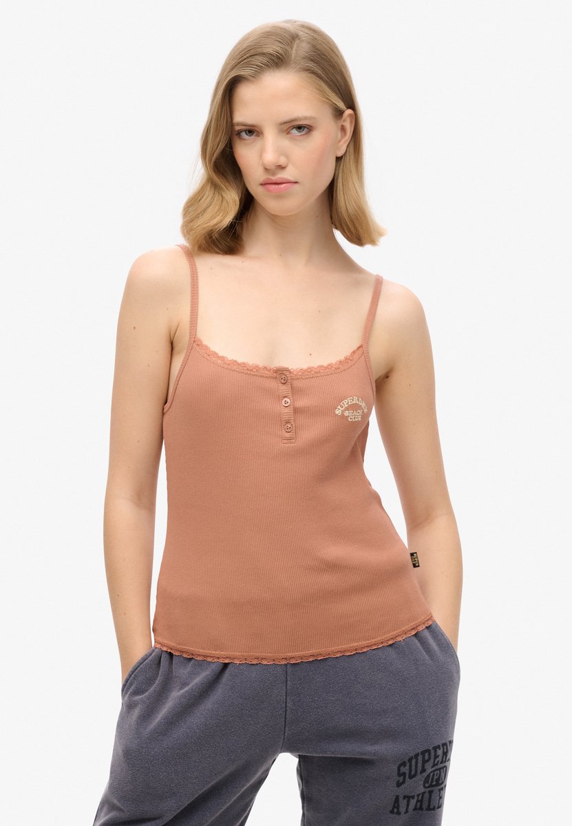 Superdry Essential camitopje met knoopsluiting Dames Vesten Bruin